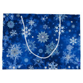 kerstsnowflakes Blue en Silver Big Gift Bag Groot Cadeauzakje (Achterkant)
