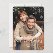 kerstsnowflakes en Typografie Foto Feestdagenkaart (Voorkant)