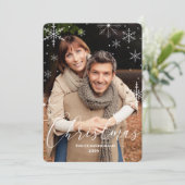 kerstsnowflakes en Typografie Foto Feestdagenkaart (Staand voorkant)