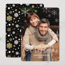 kerstsnowflakes en Typografie Foto Feestdagenkaart