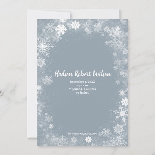 kerstsnowflakes Foto geboorteaankondigingen Feestdagenkaart (Achterkant)