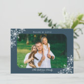 Kerstsnowflakes Foto van Peace & Love Feestdagenkaart (Staand voorkant)