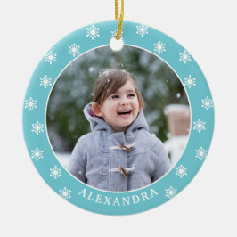 kerstsnowflakes Fotonaam blauw Keramisch Ornament