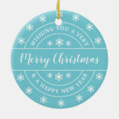 kerstsnowflakes Fotonaam blauw Keramisch Ornament (Achterkant)