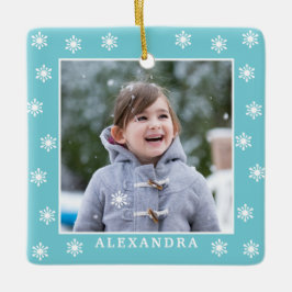 kerstsnowflakes Fotonaam blauw Keramisch Ornament