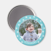 kerstsnowflakes Fotonaam blauw Magneet (Voorkant / Achterkant)