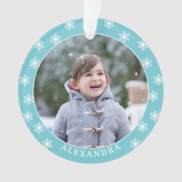 kerstsnowflakes Fotonaam blauw Ornament