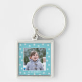 kerstsnowflakes Fotonaam blauw Sleutelhanger (Voorkant)