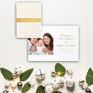 kerstsnowflakes Gold persoonlijke foto Folie Kaarten