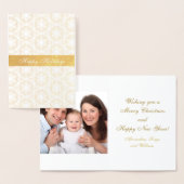 kerstsnowflakes Gold persoonlijke foto Folie Kaarten (Display)