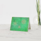 Kerstsnowflakes Groen en Goud Feestdagen Kaart (Voorkant)
