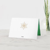 Kerstsnowflakes Groen en Goud Feestdagen Kaart (Achterkant)