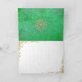 Kerstsnowflakes Groen en Goud Feestdagen Kaart (Binnen)
