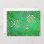 Kerstsnowflakes Groen en Goud Feestdagenkaart (Voorkant / Achterkant)