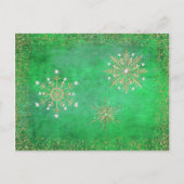 Kerstsnowflakes Groen en Goud Feestdagenkaart (Voorkant)