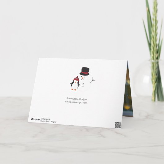 kerstsnowflakes met familienaam en foto kaart (Achterkant)