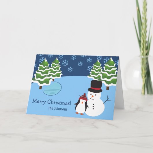 kerstsnowflakes met familienaam en foto kaart (Voorkant)