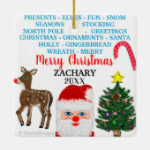 Kerstsnowflakes Mini 15 Word Puzzle Name Keramisch Ornament (Achterkant)