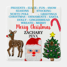 Kerstsnowflakes Mini 15 Word Puzzle Name Keramisch Ornament