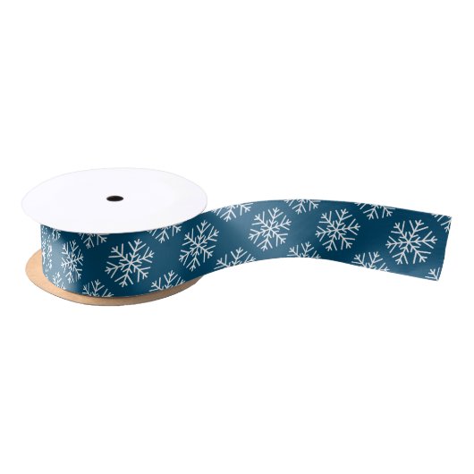 Kerstsnowflakes op Blauwgroen blauw lintje Satijnen Lint (Spoel)