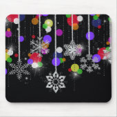 kerstsnowflakes op zwart muismat (Voorkant)