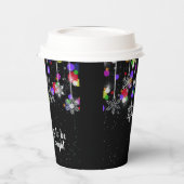 kerstsnowflakes op zwart papieren bekers (Links)