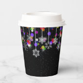 kerstsnowflakes op zwart papieren bekers (Achterkant)