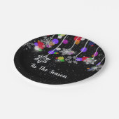 kerstsnowflakes op zwart papieren bordje (Gekanteld)