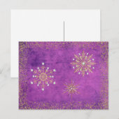 kerstsnowflakes, Paars en goud Feestdagenkaart (Voorkant / Achterkant)