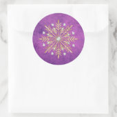 kerstsnowflakes, Paars en goud Ronde Sticker (Tas)