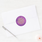 kerstsnowflakes, Paars en goud Ronde Sticker (Envelop)