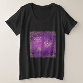 kerstsnowflakes Paars en goudglitter plus Si Grote Maat T-shirt (Design voorkant)