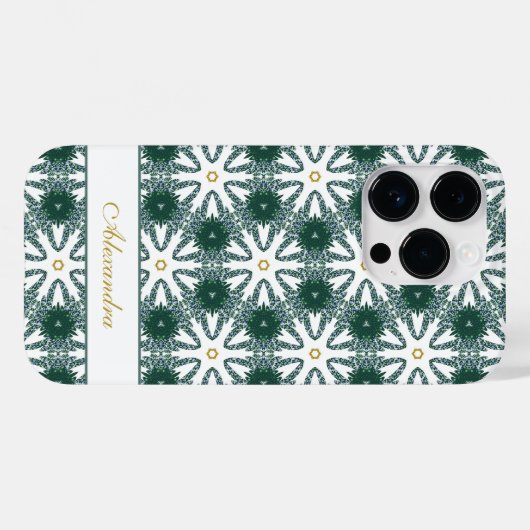 kerstsnowflakes Patroon gepersonaliseerd Groen Case-Mate iPhone Case (Achterkant (horizontaal))