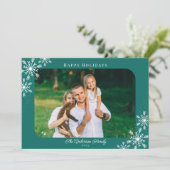 kerstsnowflakes Prettige feestdagen foto Feestdagenkaart (Staand voorkant)