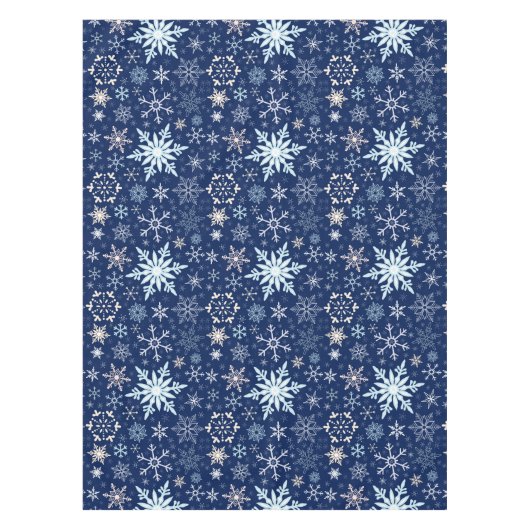 kerstsnowflakes Scandinavian Deep Blue Tafelkleed (Voorkant)