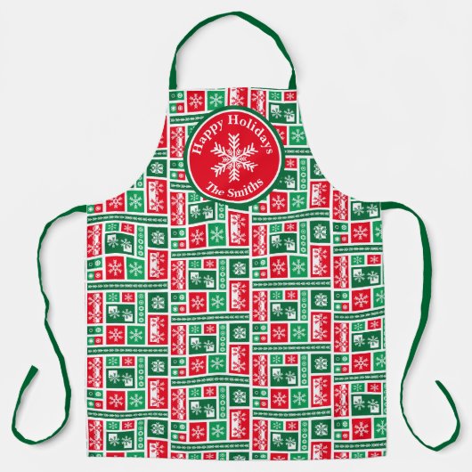 kerstsnowflakes schort (Voorkant)