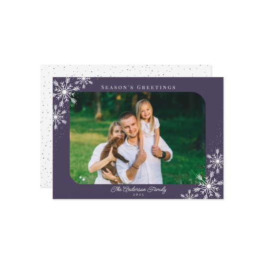 kerstsnowflakes Seizoensbroeten Foto Feestdagenkaart (Voorkant / Achterkant in situ)