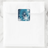 kerstsnowflakes vierkante sticker (Tas)