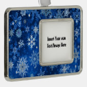 kerstsnowflakes Voeg UR foto's in beeld Verzilverd Omlijst Ornament (Rechts)