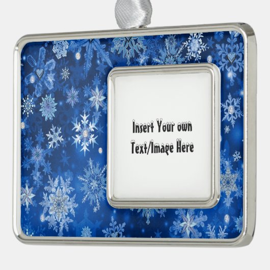 kerstsnowflakes Voeg UR foto's in beeld Verzilverd Omlijst Ornament (Links)