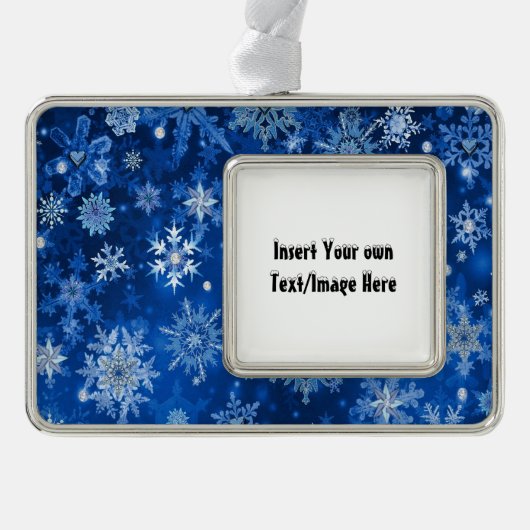 kerstsnowflakes Voeg UR foto's in beeld Verzilverd Omlijst Ornament (Voorkant)