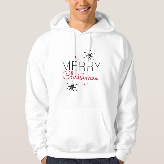 kerstsnowflakes, zwart en rood hoodie (Voorkant)