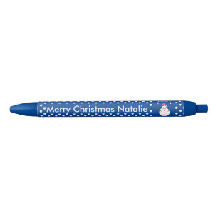 kerstsnowlady Juggling Snowball Funny Custom Blauwe Inkt Pen