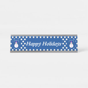 kerstsnowlady Juggling Snowball Funny Custom Bureau Naambordje