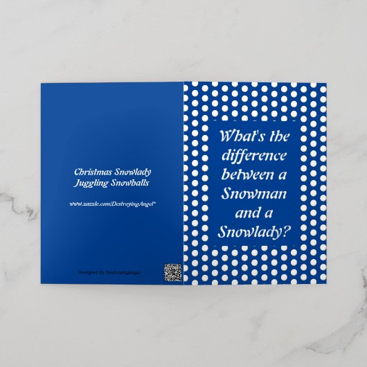kerstsnowlady Juggling Snowball Funny Custom Folie Wenskaart (Buiten Laag)
