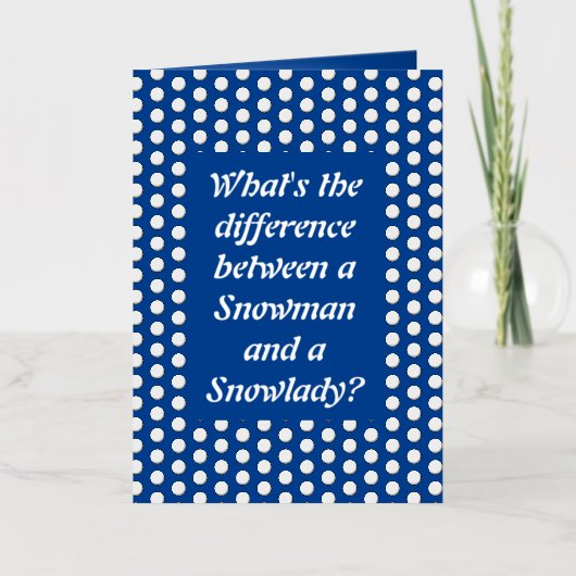 kerstsnowlady Juggling Snowball Funny Custom Folie Wenskaart (Voorkant)