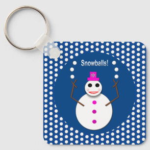kerstsnowlady Juggling Snowball Funny Custom Sleutelhanger