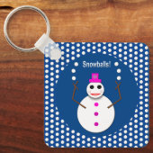 kerstsnowlady Juggling Snowball Funny Custom Sleutelhanger (Voorkant)