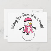 KerstSnowman Breast Cancer Feestdagenkaart (Voorkant / Achterkant)