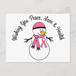 KerstSnowman Breast Cancer Ribbon Feestdagenkaart